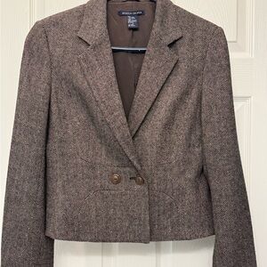 Boston Proper Brown Blazer with Notched Lapels and Tailored Fit